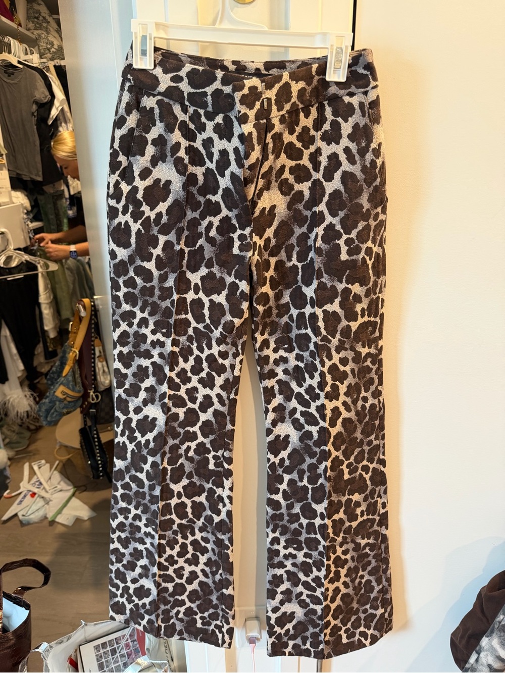 Smythe Brown and Cream Leopard-Print Boot Cut Pants